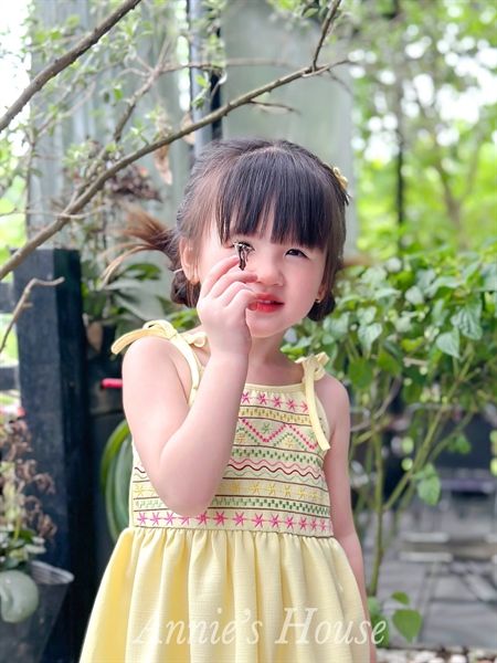  Đầm 2 dây thêu thổ cẩm - Vàng 