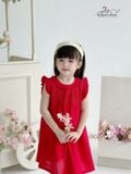 Đầm nhún thun tay con - Đỏ 