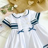  Đầm thủy thủ - trắng viền xanh 