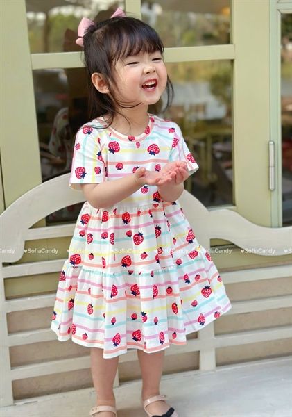  Đầm thun họa tiết Trái Dâu SFA 