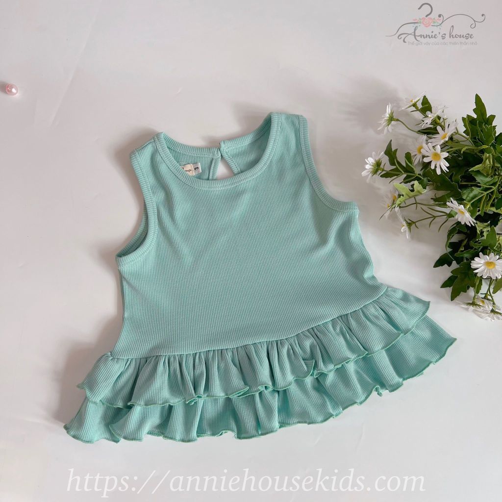  Bộ thun bèo tầng - xanh ngọc 