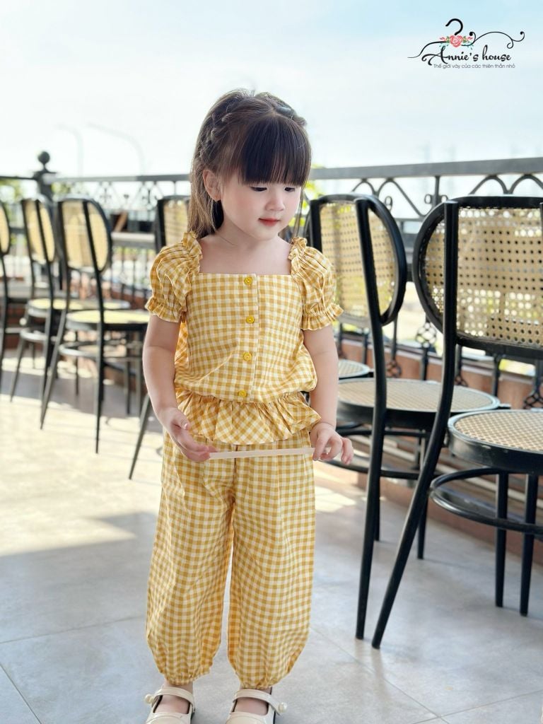  Set bộ quần dài - caro vàng 