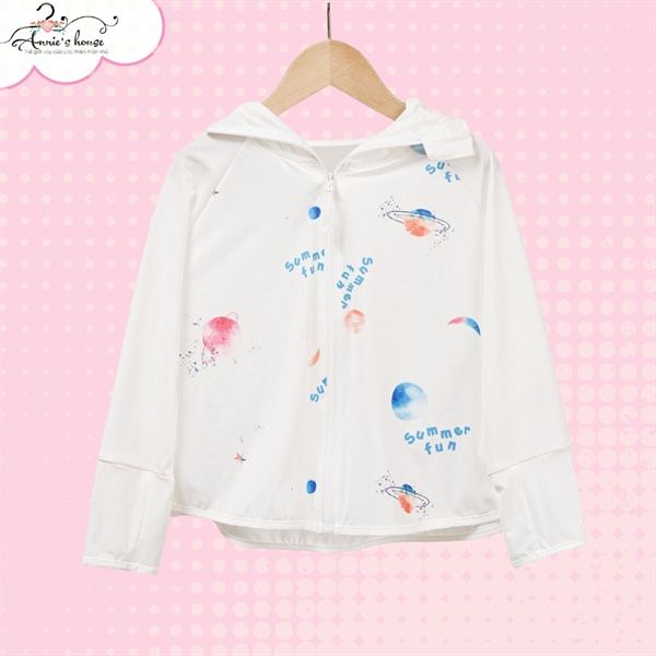  Áo chống nắng có mũ che đầu - Trắng 