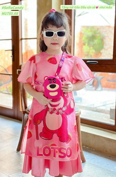  Đầm hồng gấu dâu tay cánh tiên SFA 