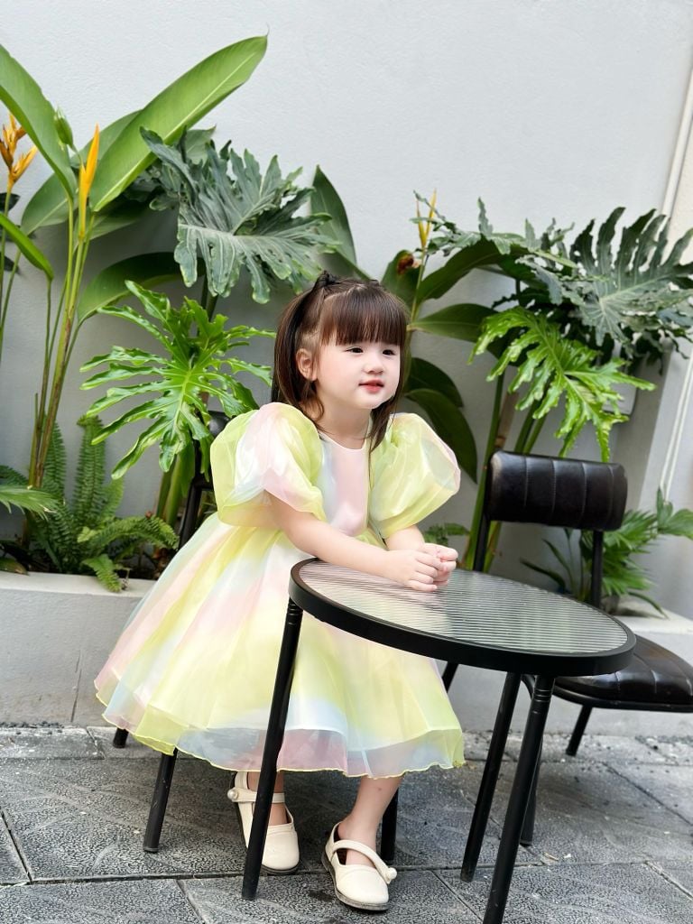  Đầm công chúa cầu vồng - xanh lá 