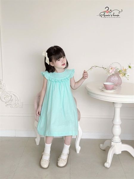  Đầm Boil hạt viền bèo - Màu Xanh 