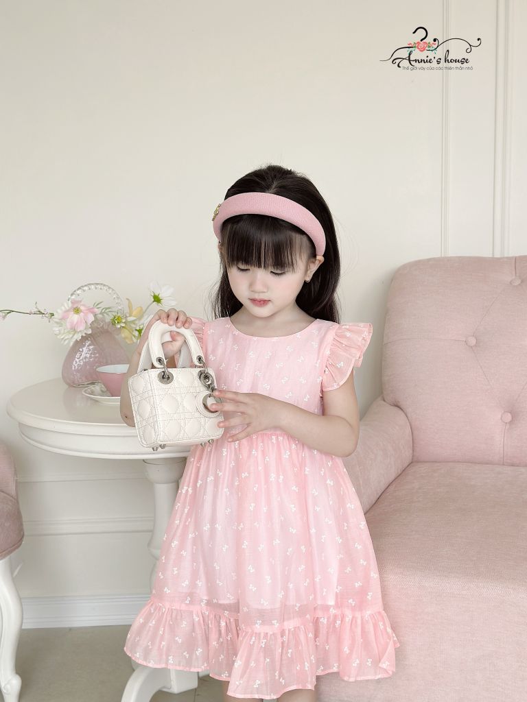  Đầm hở lưng tay cánh tiên - Hồng 