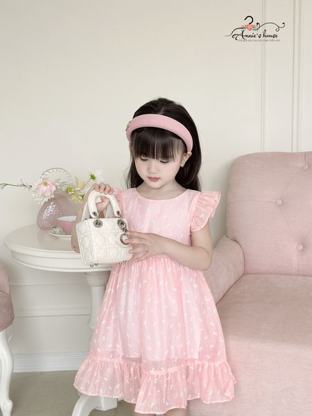  Đầm hở lưng tay cánh tiên - Hồng 