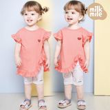  Áo thun bé gái viền bèo - Cam 