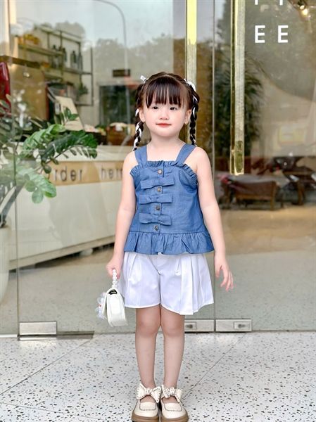  Set bộ áo nơ quần xếp li - Áo Xanh 