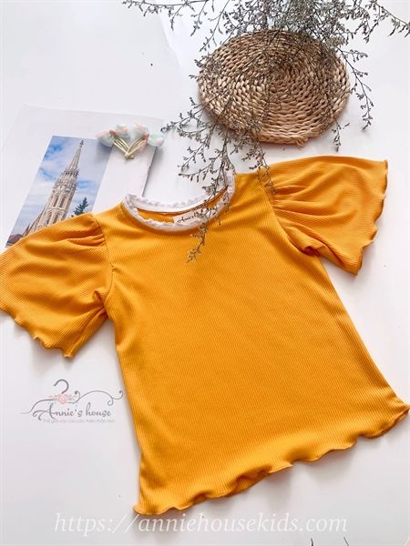 Áo thun tăm gân nhỏ- vàng 