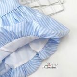  Đầm kẻ xanh thủy thủ dáng bí ngô 