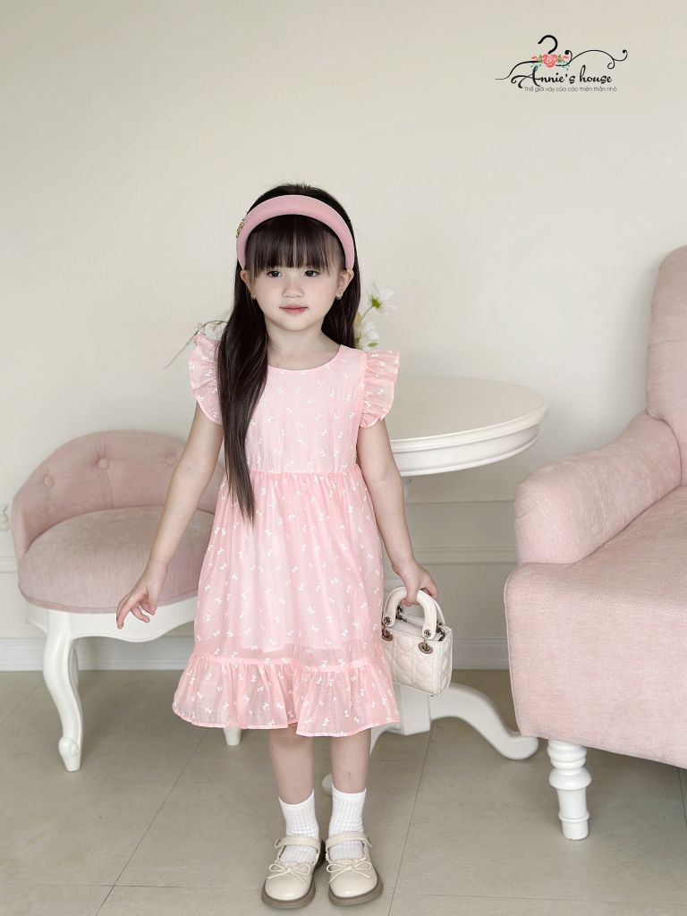  Đầm hở lưng tay cánh tiên - Hồng 