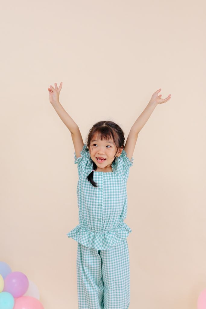  Set bộ quần dài - caro xanh 