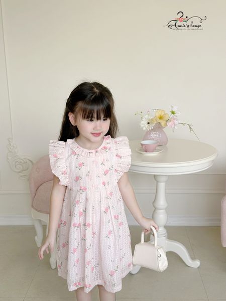  Đầm xếp li hoa - Hoa Hồng 