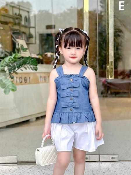  Set bộ áo nơ quần xếp li - Áo Xanh 