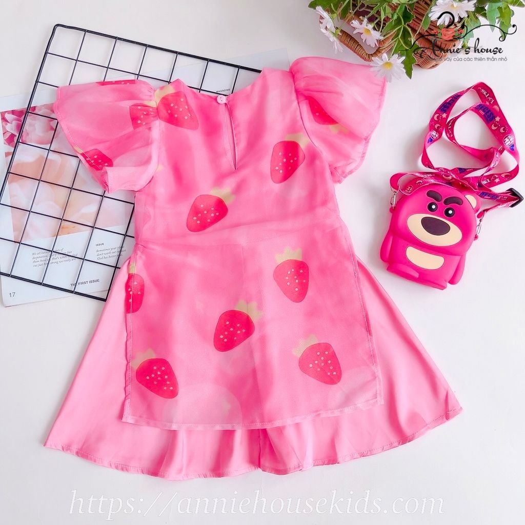  Đầm hồng gấu dâu tay cánh tiên SFA 