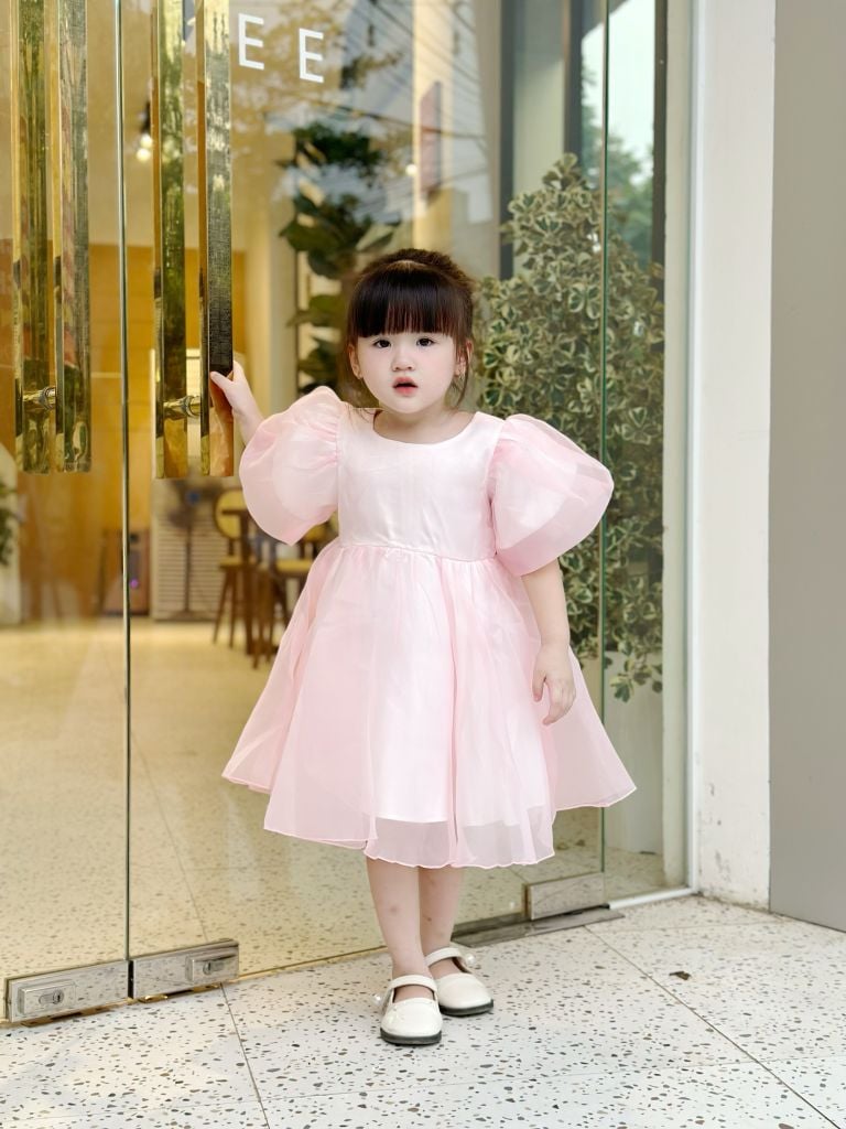  Đầm công chúa trơn - Hồng 