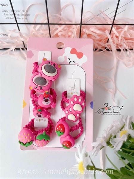  Set cột tóc Gấu dâu dây nhỏ 