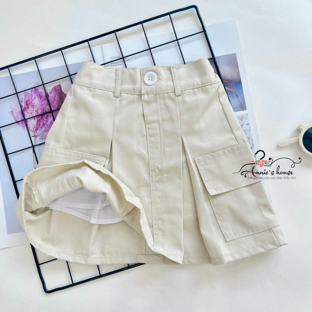  Chân váy kaki túi hộp - kem sữa 