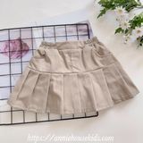  Chân váy xếp li xòe - Nâu nhạt 