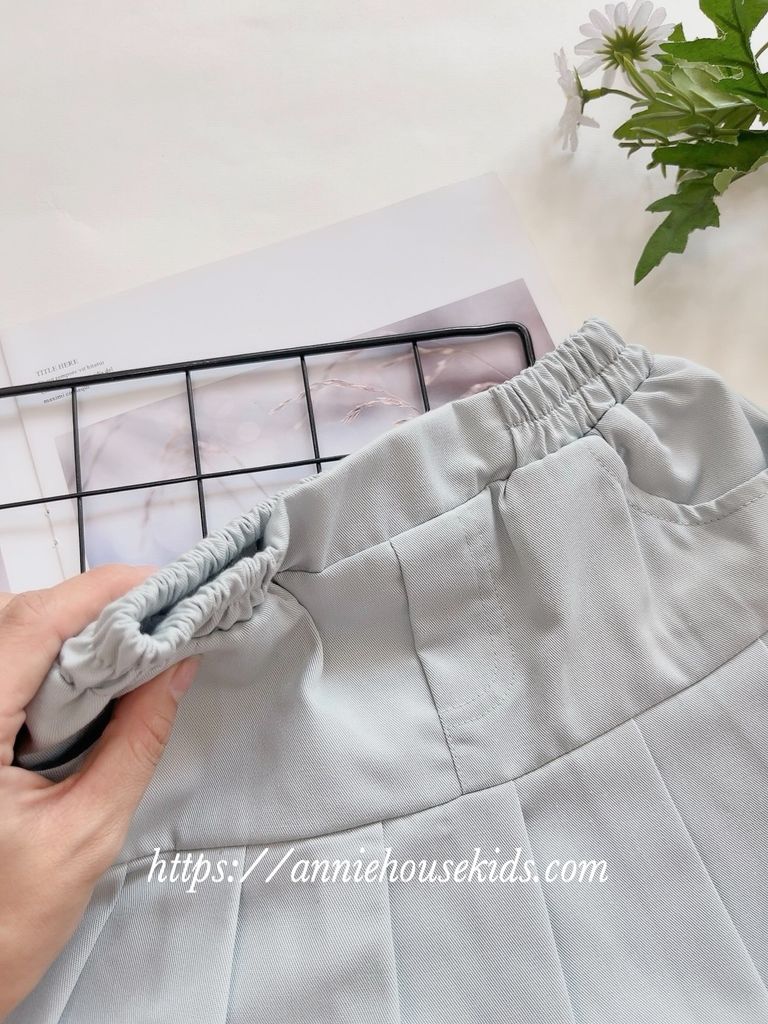  Chân váy xếp li xòe - Xám Xanh 