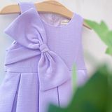  Đầm tím nơ xếp pli 