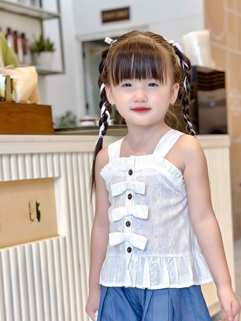  Set bộ áo nơ quần xếp li - Áo Trắng 