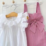  Set yếm nơ kẻ sọc - Đỏ 