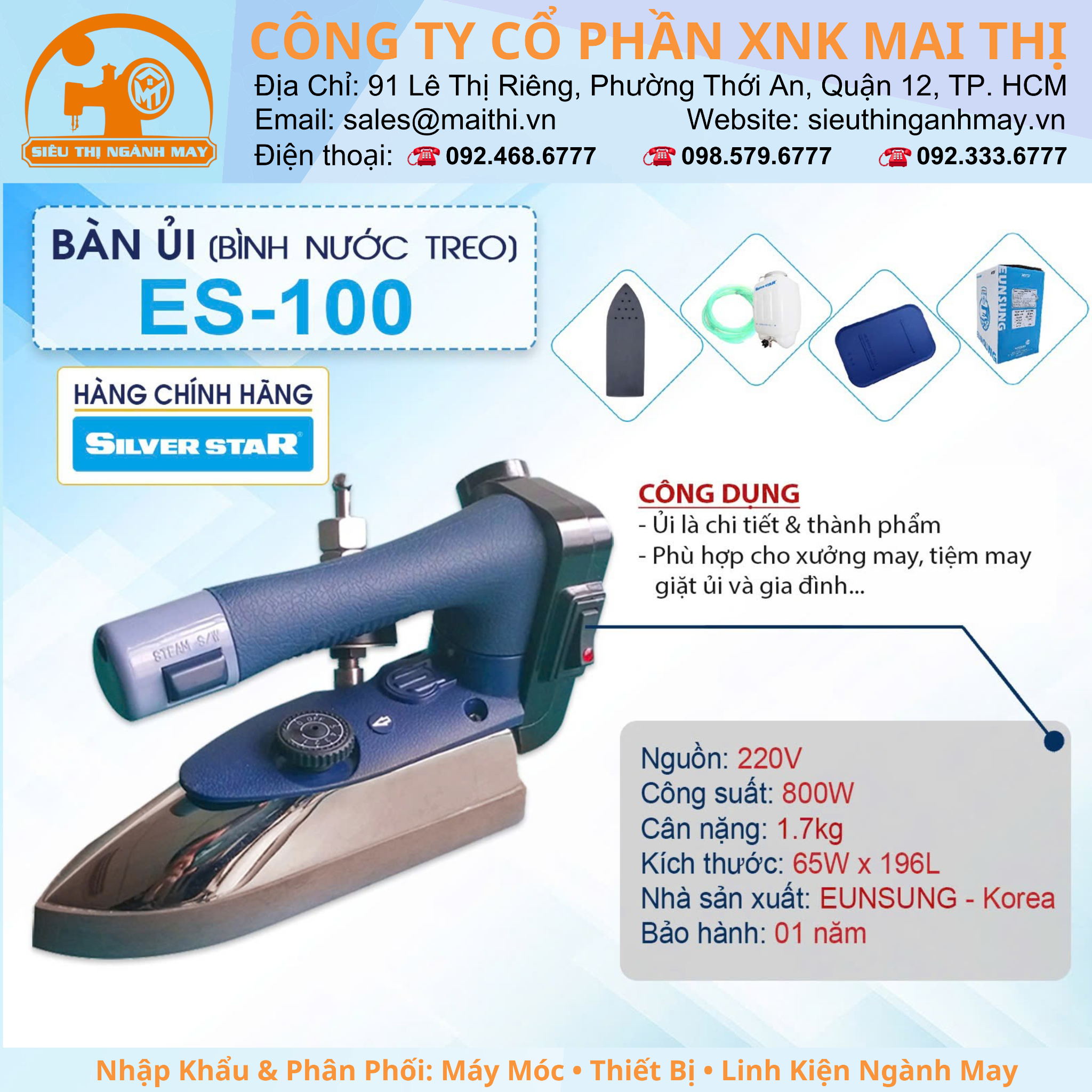 Bàn Ủi Bình Nước Treo Silver Star ES-100