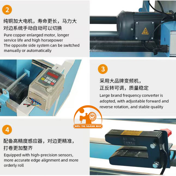 Máy Cuộn Vải Đếm Số Mét Căn Biên Tự Động