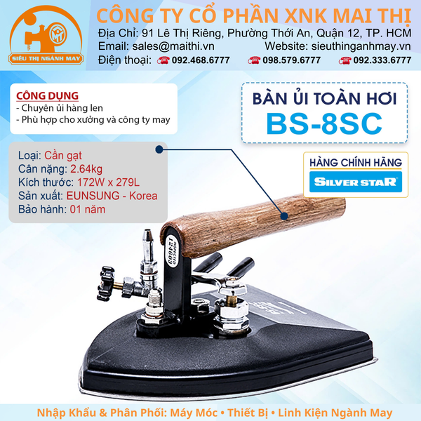 Bàn ủi toàn hơi công nghiệp Silver Star chuyên ủi len BS-8SC
