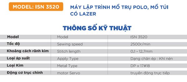 MÁY LẬP TRÌNH MỔ TRỤ POLO, MỔ TÚI CÓ LAZER ISN 3520