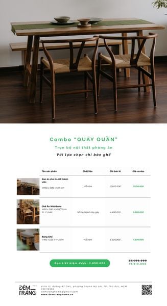  COMBO QUÂY QUẦN - TRỌN BỘ NỘI THẤT PHÒNG ĂN CHỈ VỚI BÀN GHẾ 