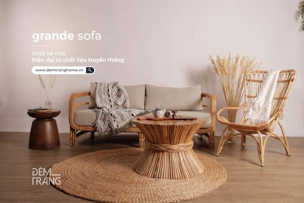  SOFA GRANDE 1.8M - SOFA MÂY TỰ NHIÊN 