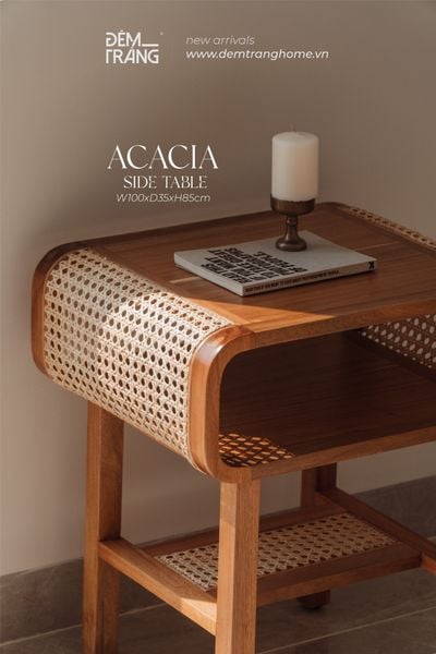  TAB ĐẦU GIƯỜNG / SIDE TABLE - OVAL ACACIA 