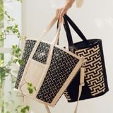  Túi TOTE vải họa tiết tre đan thủ công quai cầm vải kiểu dáng thanh lịch trang nhã - Mã sản phẩm HB07 