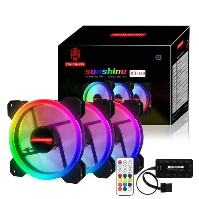 Bộ Quạt Tản Nhiệt 3 Fan Case Coolman Led RGB Dual Ring - Kèm Bộ Hub Và Remote - 075 new