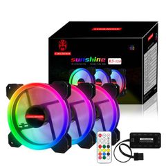 Bộ Quạt Tản Nhiệt 3 Fan Case Coolman Led RGB Dual Ring - Kèm Bộ Hub Và Remote - 075 new