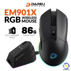 Chuột không dây Dareu EM901X đen (USB/RGB) bảo hành 24 tháng