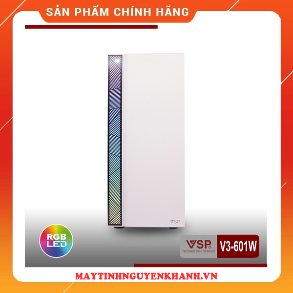 Vỏ Case Máy Tính VSP V3-601 White (Màu Trắng) - Hàng Chính Hãng