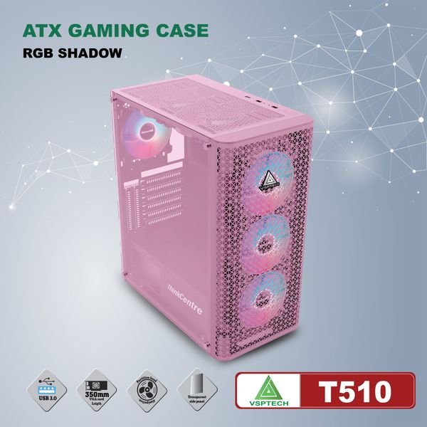 Thùng máy Case VSP Gaming T510 Pink (No Fan)