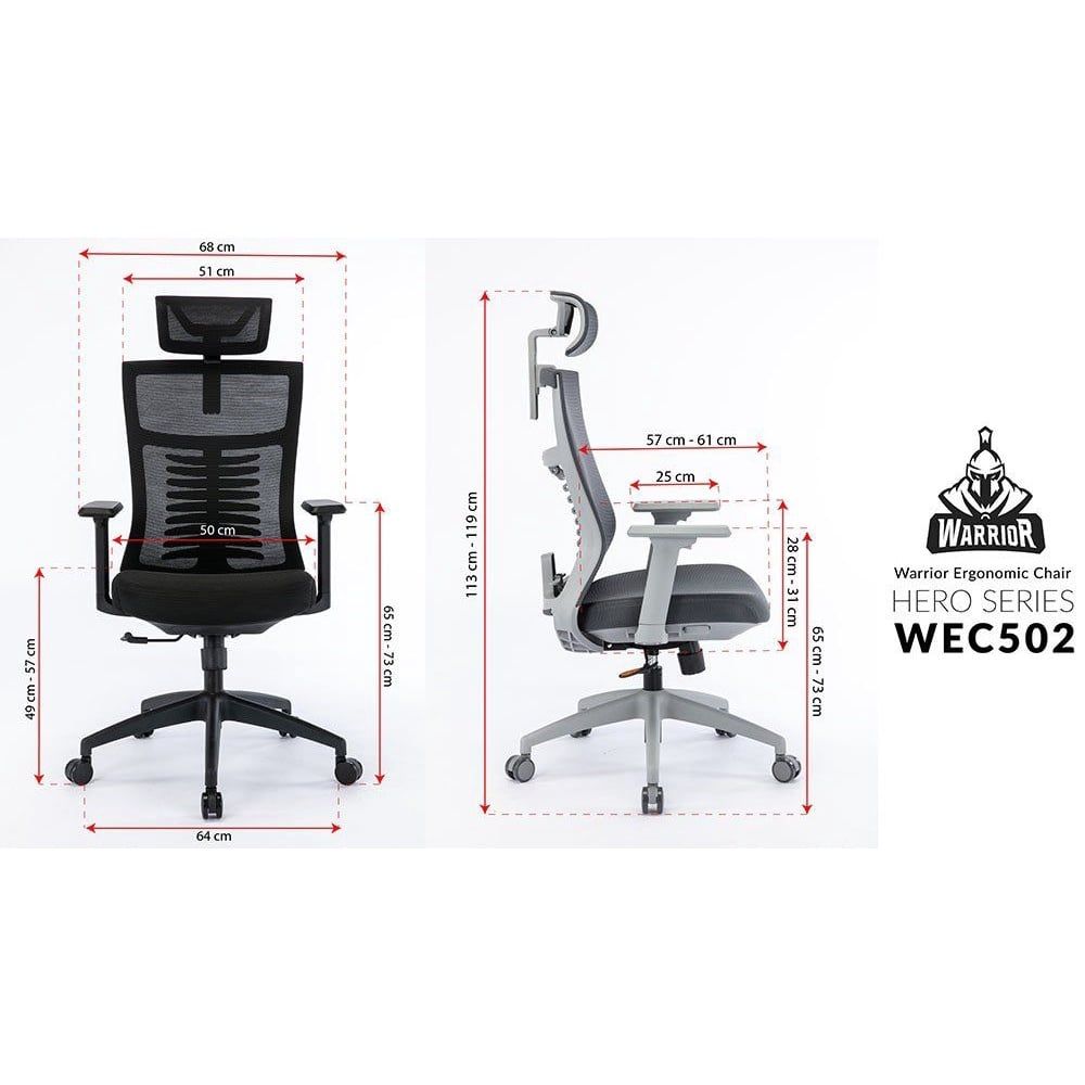 Ghế Công Thái Học Egonomic WARRIOR HERO Series WEC502 Black Mới Bảo Hành 12 Tháng