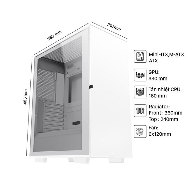 CASE XIGMATEK LUX SHADOW ( MÀU TRẮNG ) FULL ATX