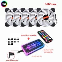 Bộ Quạt Tản Nhiệt 5 Fan Case Coolman Led RGB Dual Ring - Kèm Bộ Hub Và Remote - 075 new