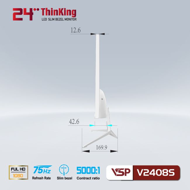 Màn hình LCD 24” VSP V2408S FHD 75Hz Gaming Chính Hãng ( Màu trắng ) BH 24 Tháng