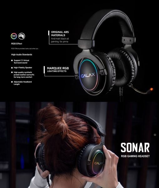 Tai Nghe Galax Sonar-01 Rainbow Light RGB Gaming Headset (HGS015USRGR0) NEW BH 12 THÁNG