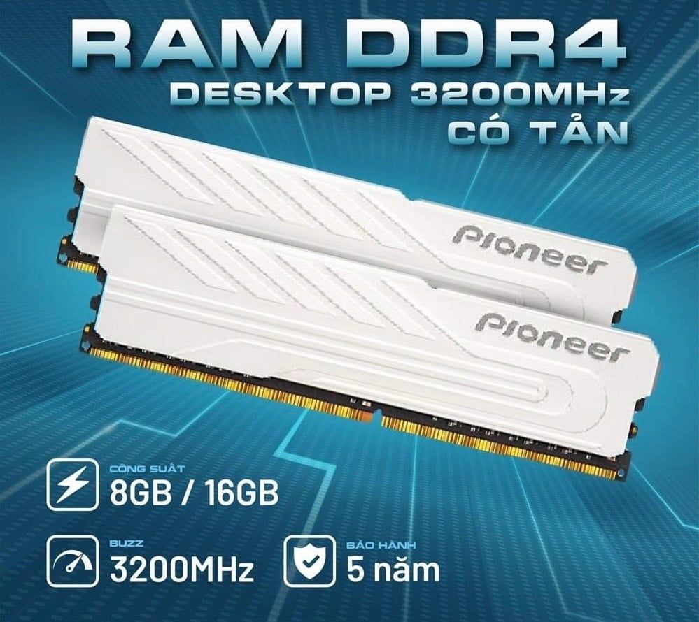 Ram Pioneer Udimm 8GB DDR4 3200MHz Tản Nhiệt  bảo hành 5 năm