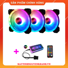 Bộ Quạt Tản Nhiệt 3 Fan Case Coolman Led RGB Dual Ring - Kèm Bộ Hub Và Remote - 075 new