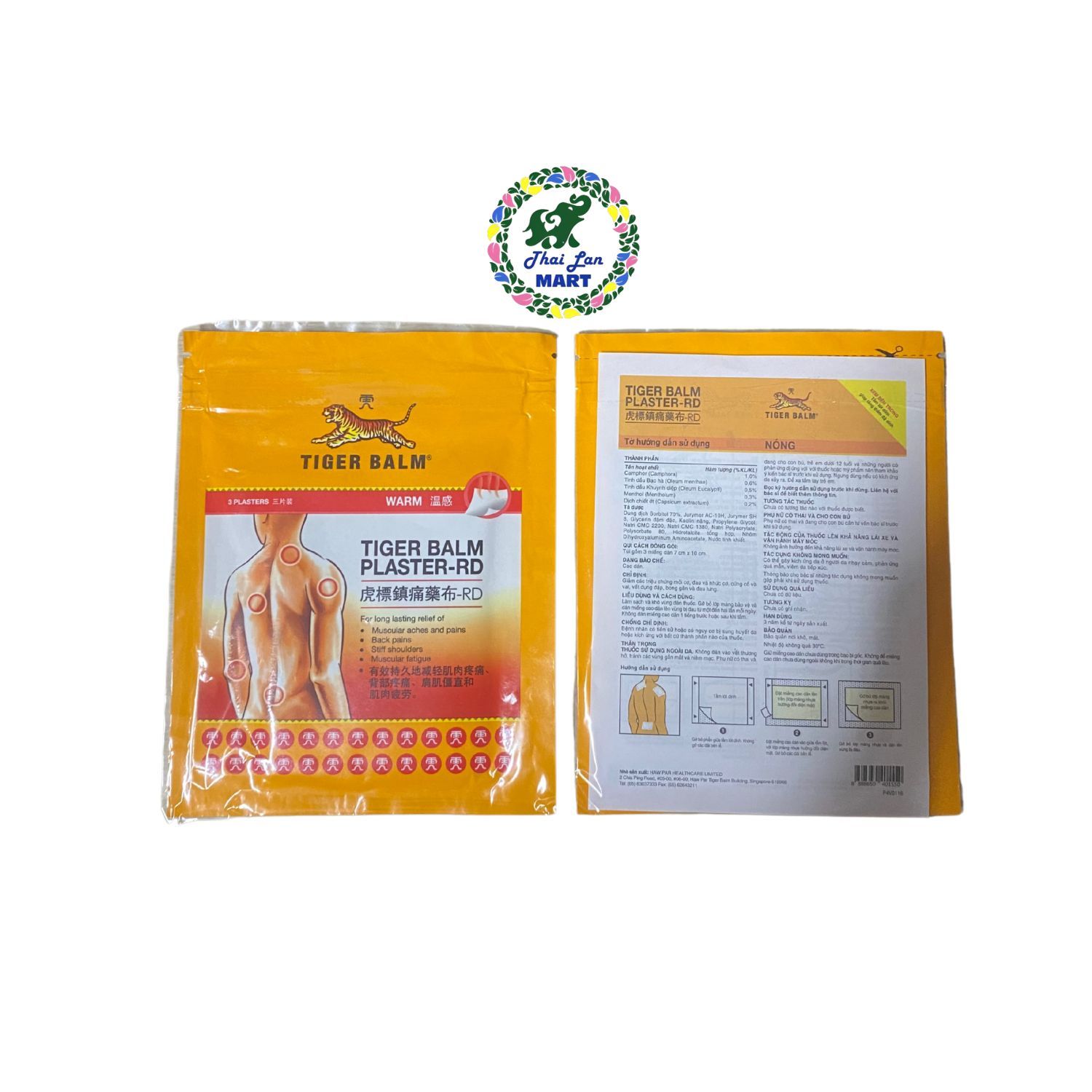  Cao dán tiger balm plaster rd giúp giảm đau nhức mỏi hàng nhập khẩu singapore 
